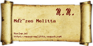 Mézes Melitta névjegykártya